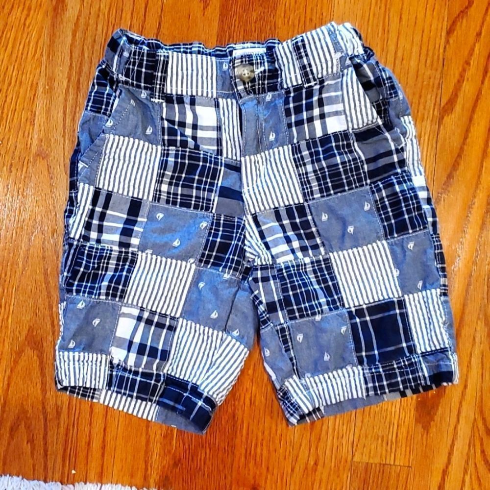 Patchwork madras blue white shorts 7